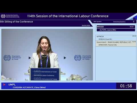 114ª Conferencia Internacional Trabajo OIT. Intervención Elena Córdoba, en representación de la UMPL