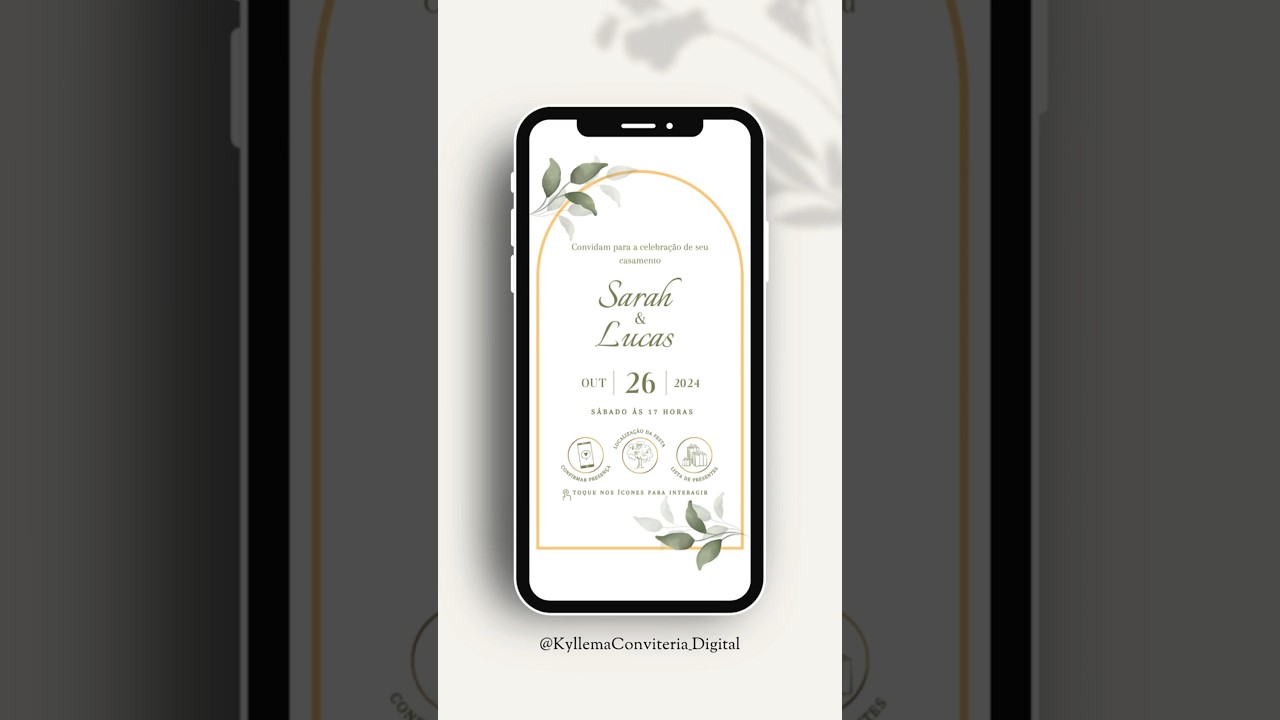 Convite de Casamento Digital Interativo Verde Oliva