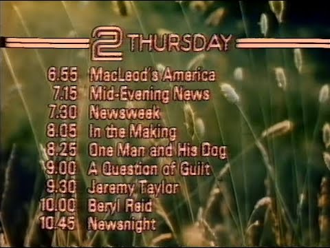 Wednesday 14th May 1980 BBC2 - Newsnight - One Man And His Dog - Beryl Reid - Grapevine - Rare