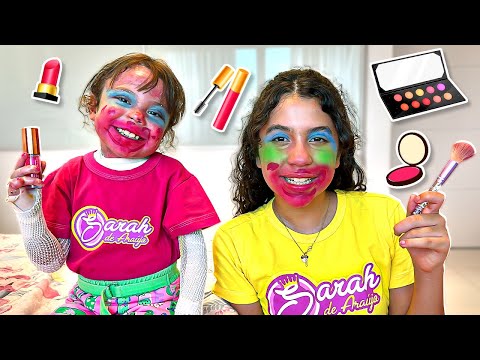 SARAH E ELOAH brincam com suas MAQUIAGENS DE BRINQUEDO para crianças | Sarah de Araújo