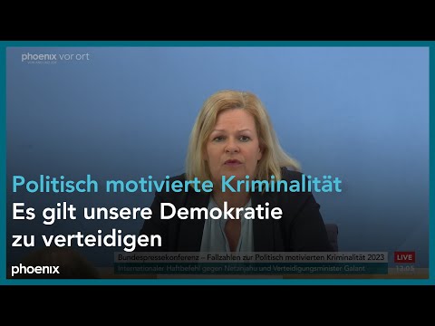 Video Thumbnail: Bundespressekonferenz: Jahresstatistik 2023 zu rechter und rassistischer Gewalt mit Nancy Faeser