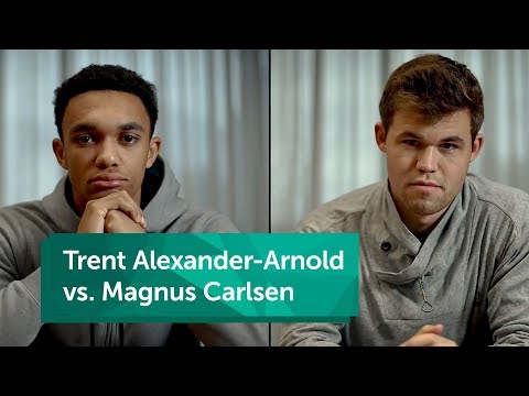 Trent Alexander-Arnold plays world chess champion Magnus Carlsen