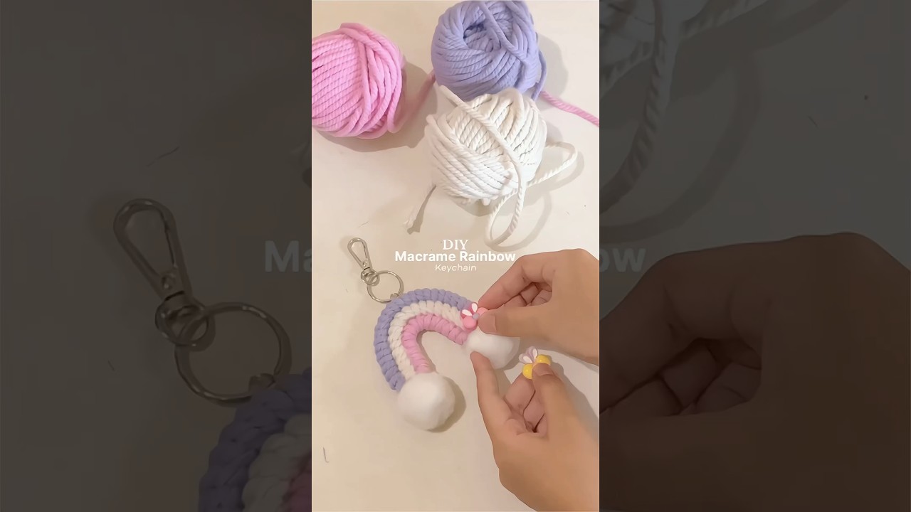 DIY Macrame Rainbow Keychain