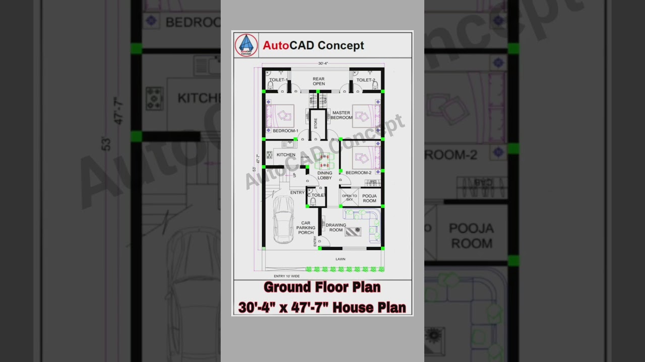 Building Plan Drawing | 1450 Sq.ft. House Plan | Trending House Plan | 3BHK Autocad Floor Plan #home