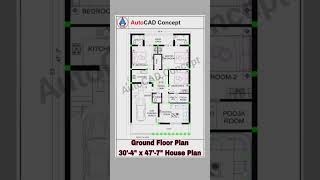 Building Plan Drawing | 1450 Sq.ft. House Plan | Trending House Plan | 3BHK Autocad Floor Plan #home