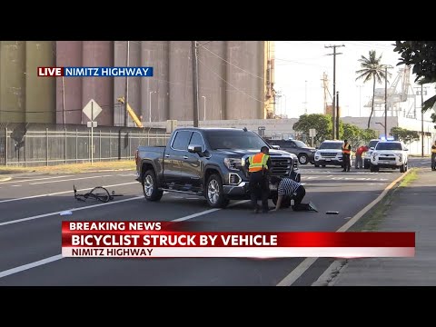 Bicyclist critically injured after being hit by truck on Nimitz Highway