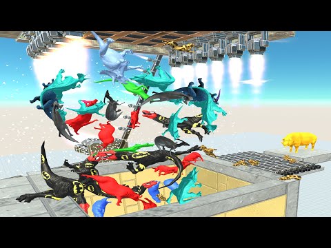 Colors Dinosaur Run To Get a Gold Pig #24 | Animal Revolt Battle Simulator
