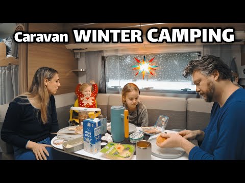 Winter camping as a family in a caravan: Magical Cozy moments crafting a Moravian star