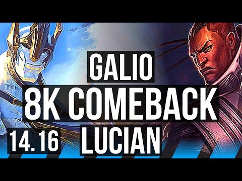 GALIO vs LUCIAN (MID) | 8k comeback, 8/3/20 | EUW Master | 14.16