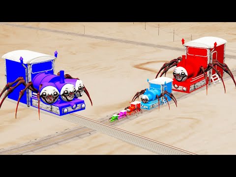 Choo Choo Charles Train Triple Head Vs Big & Small Choo Choo Charles Rail Tracks - BeamNG.Drive