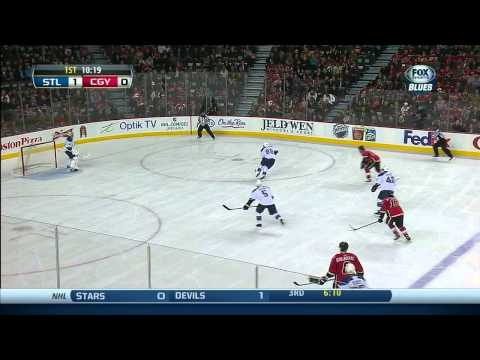 Chris Stewart wrist shot goal 1-0 St. Louis Blues vs Calgary Flames 1/9/14 NHL Hockey