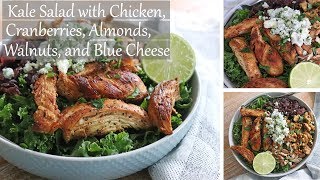 KALE SALAD W/ CHICKEN, CRANBERRIES, ALMONDS, WALNUTS & BLUE CHEESE |Ramadan Recipe 3|AZIZA MOHAMMAD