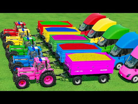TRANSPORTING Case & Fendt TRACTORS & GIANT LOG with FLATBED TRAILER LOADERS!! FS22