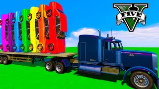 Stack Color Cars Transportation on Truck w Spiderman - GTA V Mods