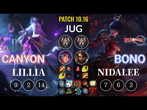 DWG Canyon Lillia vs KT Bono Nidalee Jungle - KR Patch 10.16