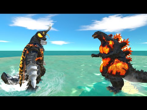 Godzilla Burning vs Megalon - Animal Revolt Battle Simulator
