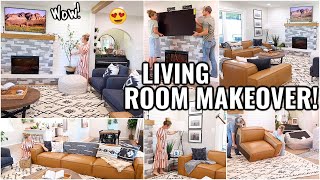 COMPLETE LIVING ROOM MAKEOVER!😍 BEFORE AND AFTER OF OUR ARIZONA FIXER UPPER
