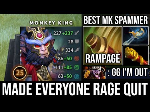 How to Make all 5 Enemy Rage Quit 19Min GG with Rampage - BEST Monkey King Spammer 25Kills DotA 2