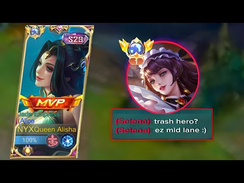 FINALLY!! I MET PRO FEELING GLOBAL SELENA IN MID LANE!! (Auto trastalk)| ALICE GAMEPLAY~ MLBB