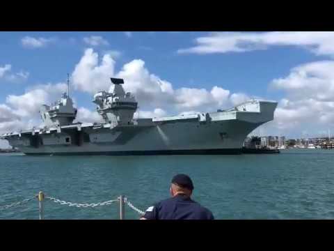 HMS Queen Elizabeth returns back to Portsmouth