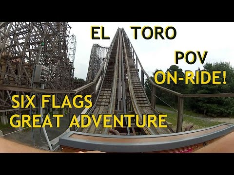 El Toro POV HD Six Flags Great Adventure Wooden Roller Coaster Intamin Front Seat Video