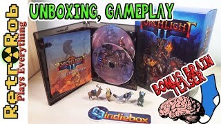 Torchlight 2 Indie Box Unboxing PLUS a Brain Puzzler! Gameplay too!