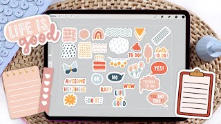 How to Make Digital Stickers on the iPad | My Process for Creating in Procreate + FREE Stickers!