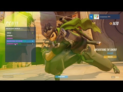 Genji - Sparrow - Overwatch Legendary Skin Spotlight (all intros, emotes, poses)