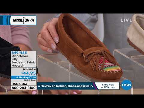 Minnetonka Kilty Suede and Fabric Moccasin