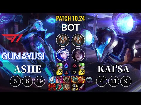 T1 Gumayusi Ashe vs Kai'Sa Bot - KR Patch 10.24