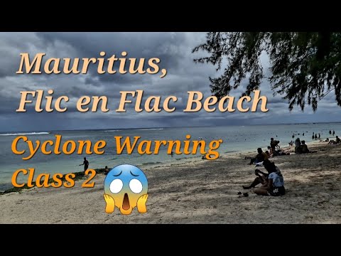 Flic en Flac Beach during a Cyclone Warning Class 2 in Mauritius