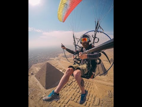 Oh, miracle! Flying over the pyramids of Egypt.