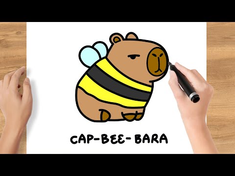How to Draw Cute Capybara Bee Easy | Drawing Cap-Bee-Bara Kawaii icon Sticker