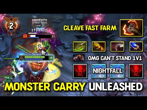 MONSTER HARD CARRY Ursa 1st Item BF Cleave  Fast Farm Speed Even AM Can't Stand 1v1 7.36b DotA 2