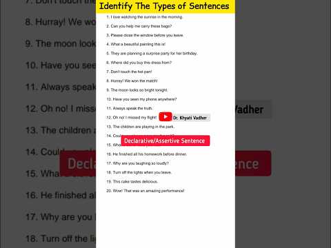 Types of Sentences into English #drkhyativadher #shorts