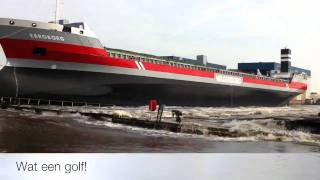 preview picture of video 'Ebroborg tewaterlating Delfzijl Wagenborg Shipping'