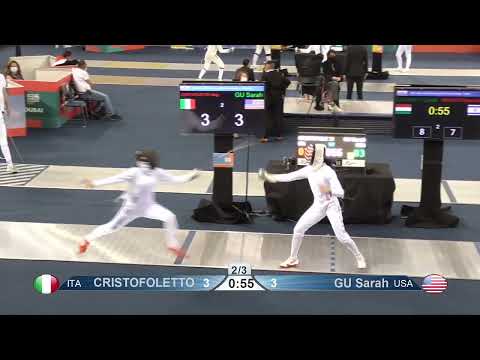 2022 229 T32 03 F E Cadets Individual Dubai UAE WCH BLUE GU USA vs CRISTOFOLETTO ITA