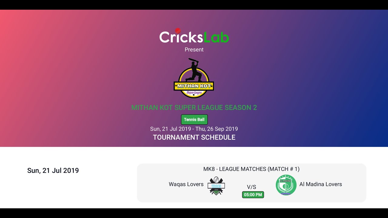 Download tournament fixtures in PDF format on Crickslab