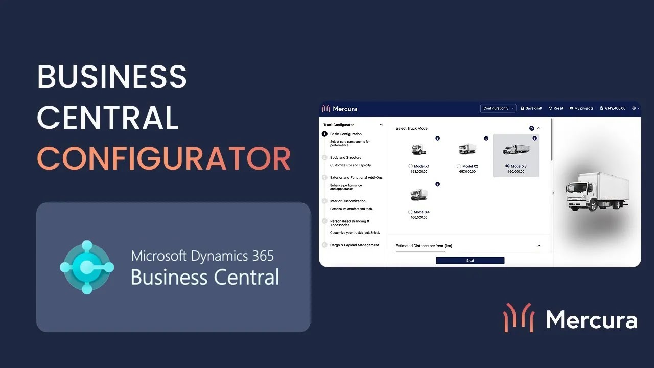 Business Central sales quote screen from the Mercura CPQ integration demonstration