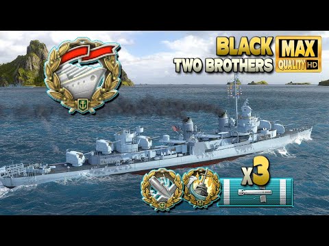 Destroyer Black: Simple "Solo Warrior" on map Two Brothers - World of Warships