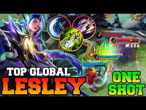 One Shot Lesley !! MLBB Lesley Best Build 2023 Pro Gameplay Emblem Top 1 Global Mobile Legends