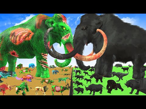 Prehistoric Mammals vs Zombie Animals Size Comparison Epic Battle Shadow Mammoth vs Zombie Mammoth