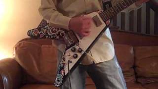 Video thumbnail for Jimi Hendrix GIBSON FLYING V USA  PSYCHEDELIC  hand painted guitar by burgerguitars