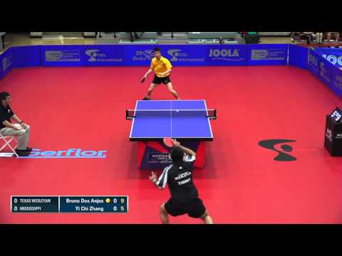 2016 NCTTA Nationals Coed Team Final - Bruno Dos Anjos (TWU) vs Yi Chi Zhang (Mississippi)