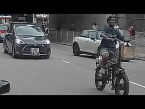 車CAM直擊 - (前後鏡) 中港車大戰外賣電動單車 連環起飛腳 