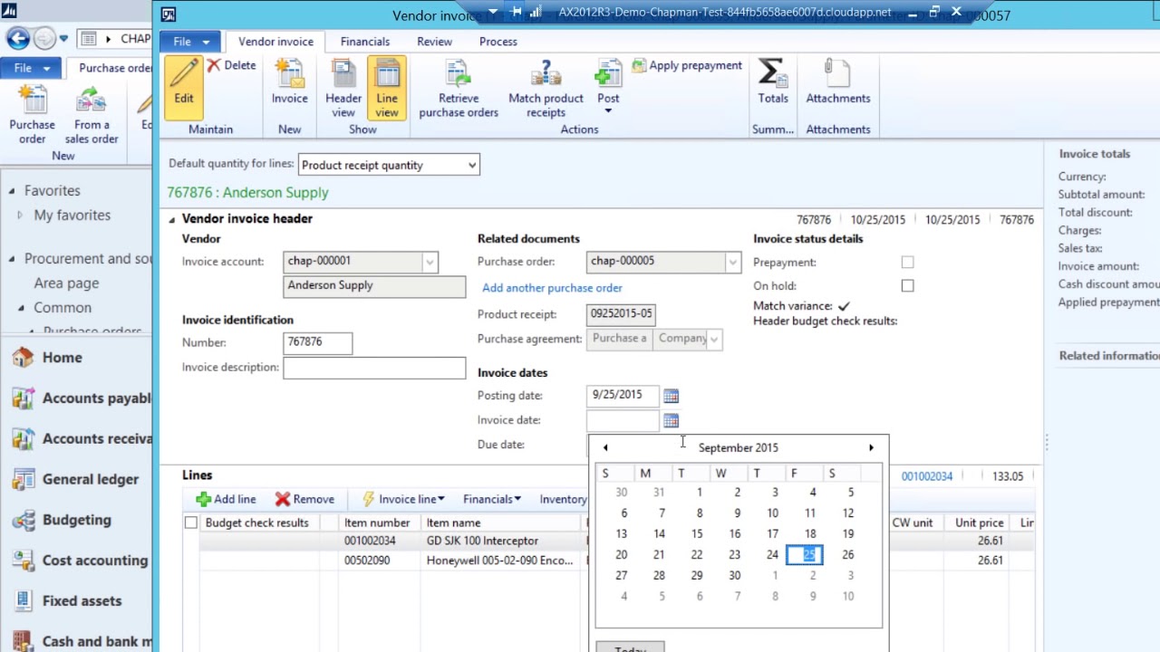 Purchase Orders, Receipts, and Invoices in Dynamics AX 2012