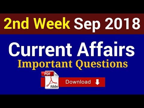 Current Affairs | September 2018 Second week Current Affairs | September 2018 Current Affairs