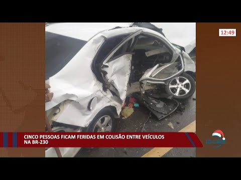 Cinco pessoas ficam feridas em colisão de veículos na BR 230 22 12 2021