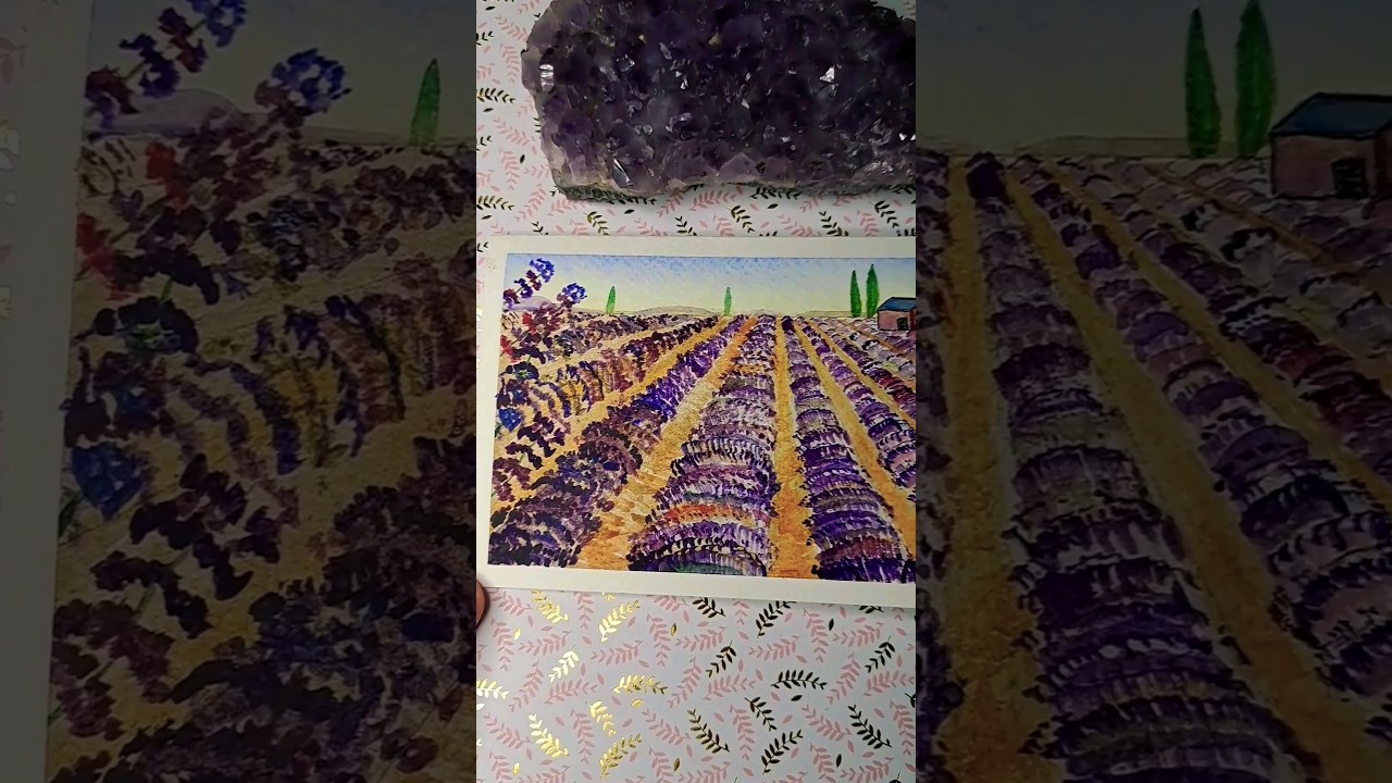 Aquarelle champs de lavande #aquarelle #watercolour #shorts #lavande #fleurs #champs#art