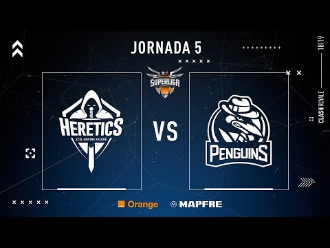 TEAM HERETICS VS PENGUINS | SUPERLIGA ORANGE CLASH ROYALE | (Partido 6) JORNADA 5